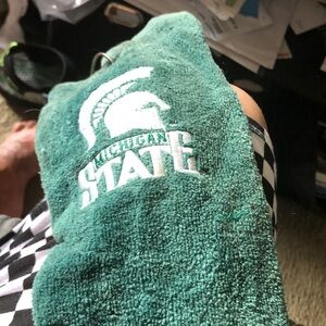 Green Embroidered Logo Bath Towel